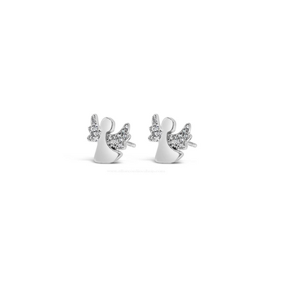 Absolute Kids Collection HCE415 Silver Angel Stud Earrings mulveys.ie nationwide shipping