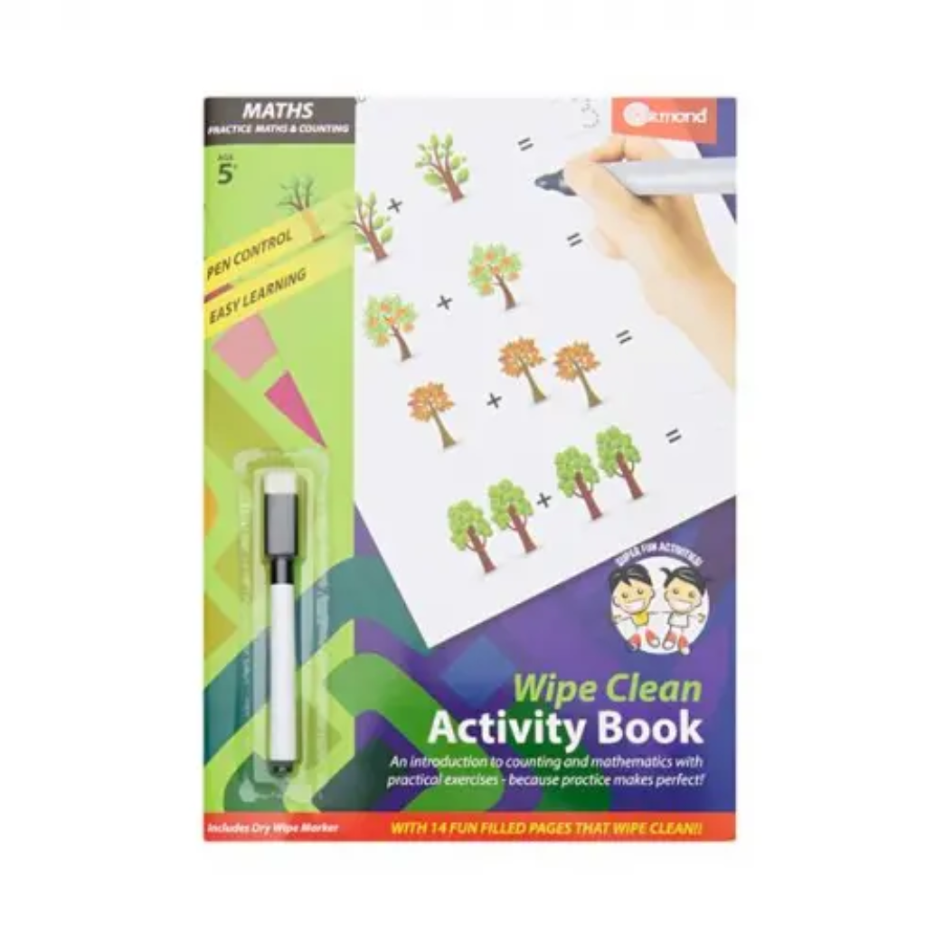 Ormond A4 Wipe Clean Activity Book With Pen Maths & Counting 14 Pages ...