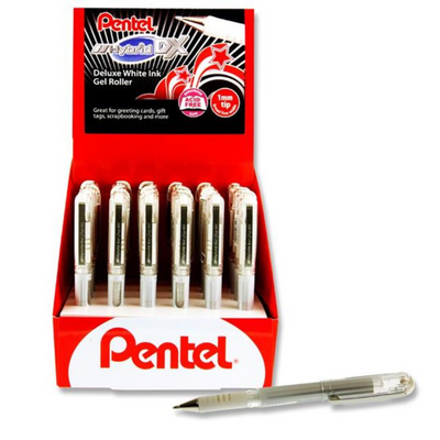 Pentel Hybrid Dx 1.0mm Gel Roller Pen - White Ink Cdu mulveys.lie nationwide shipping
