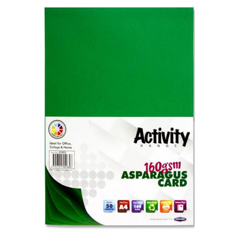 Premier Activity A4 160gsm Card 50 Sheets - Asparagus