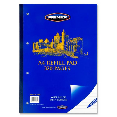 Premier A4 320pg Refill Pad - Side mulveys.ie nationwide shipping