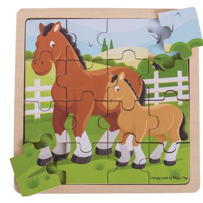 Bigjigs Toys Wooden Chunky Educational Horse & Foal Jigsaw Puzzle Children's mulveys.ie nationwide shipping