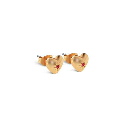 Newbridge Heart Stud Earrings with Ruby Red Stones mulveys.ie nationwide shipping