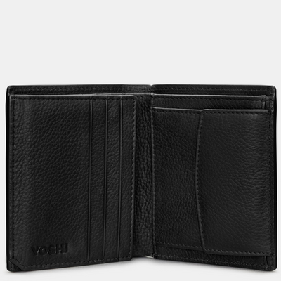 TWO FOLD BLACK LEATHER COIN POCKET WALLET