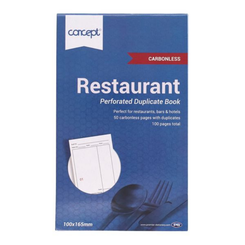 Concept Carbonless Restaurant Pad 10X16.5cm 50 Sheet mulveys.ie nationwide shipping