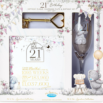 Me to You Tatty Teddy 21st Plaque, Glass and Key Gift Set mulveys.ie nationwide shipping