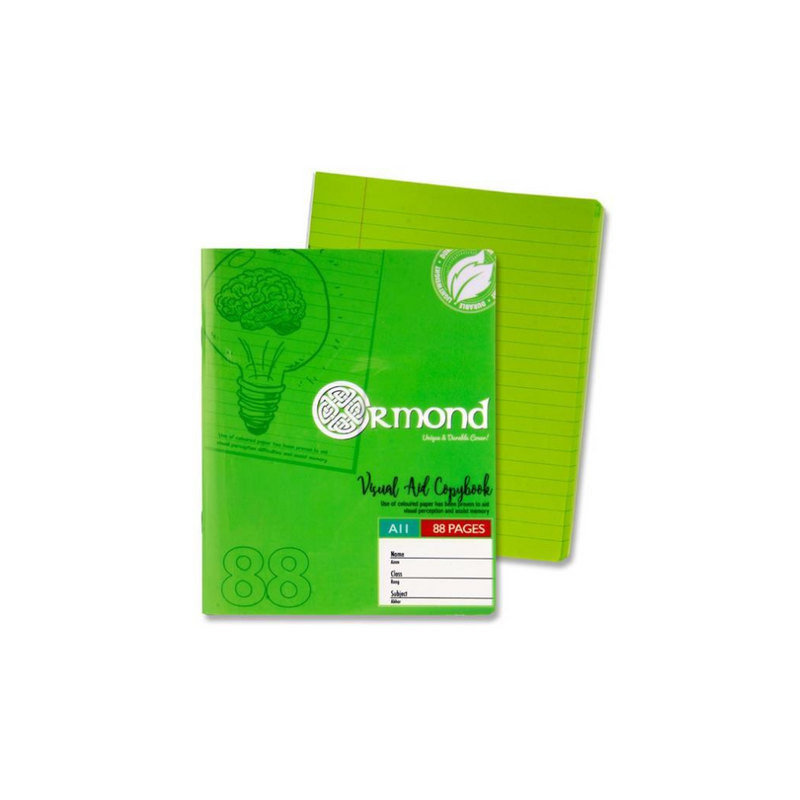 Ormond 88pg A11 Visual Memory Aid Durable Cover Copy Book - Green
