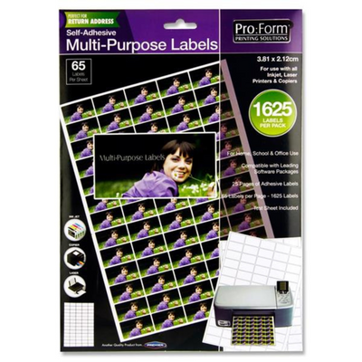Pro:form 25 Sheets - 65 Labels 38x21mm mulveys.ie nationwide shipping