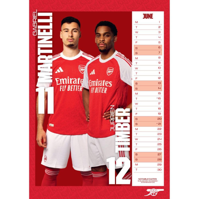 2026 CALENDAR ARSENAL FC MEN'S MONTH TO VIEW A3 WALL CALENDAR OFFICIAL PRODUCT