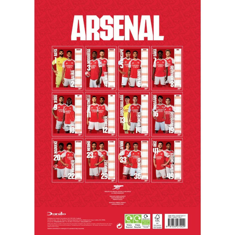 2026 CALENDAR ARSENAL FC MEN&