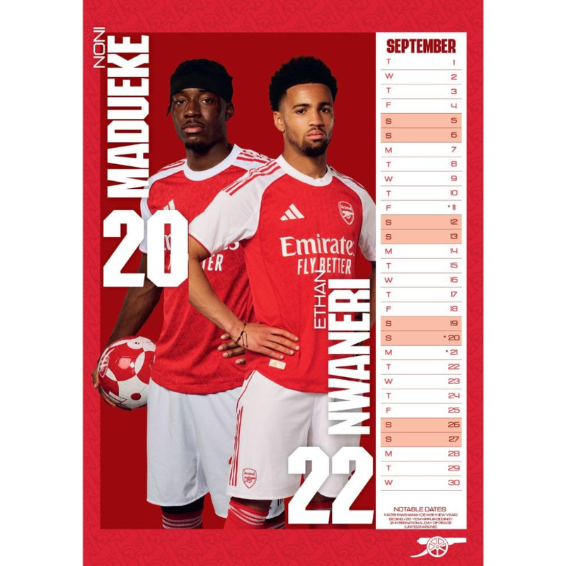2026 CALENDAR ARSENAL FC MEN&