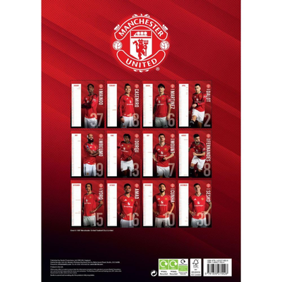 2026 CALENDAR MANCHESTER UNITED FC MONTH TO VIEW A3 WALL CALENDAR