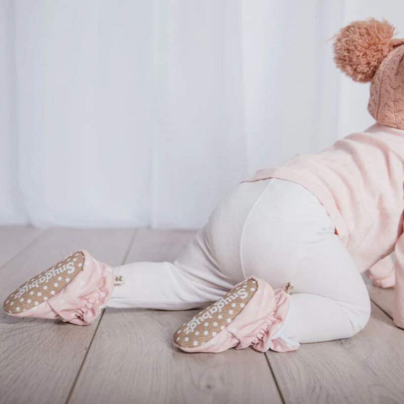 Snugabugz Pink - Baby Booties That Stay-On With Non-Slip Soles