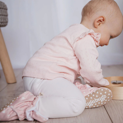 Snugabugz Pink - Baby Booties That Stay-On With Non-Slip Soles
