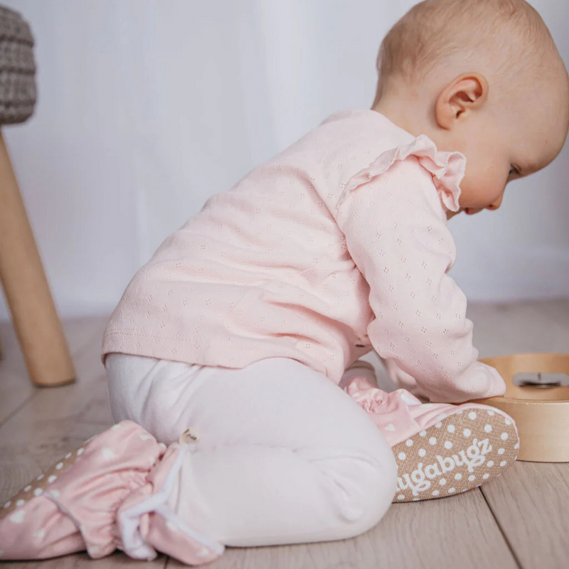 Snugabugz Pink - Baby Booties That Stay-On With Non-Slip Soles