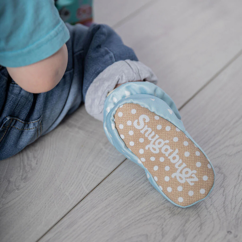 Snugabugz Blue - Stay On Baby Booties With Non-Slip Soles