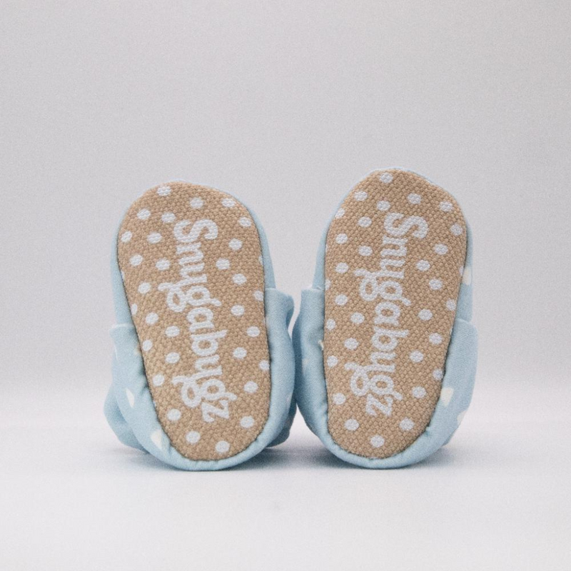 Snugabugz Blue - Stay On Baby Booties With Non-Slip Soles