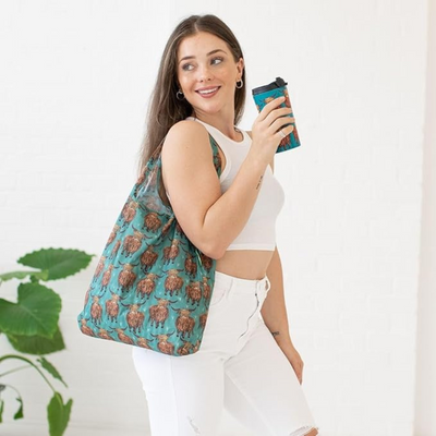 ECO CHIC Lightweight Foldable Reusable Shopping Bag Water Resistant Tote Bag