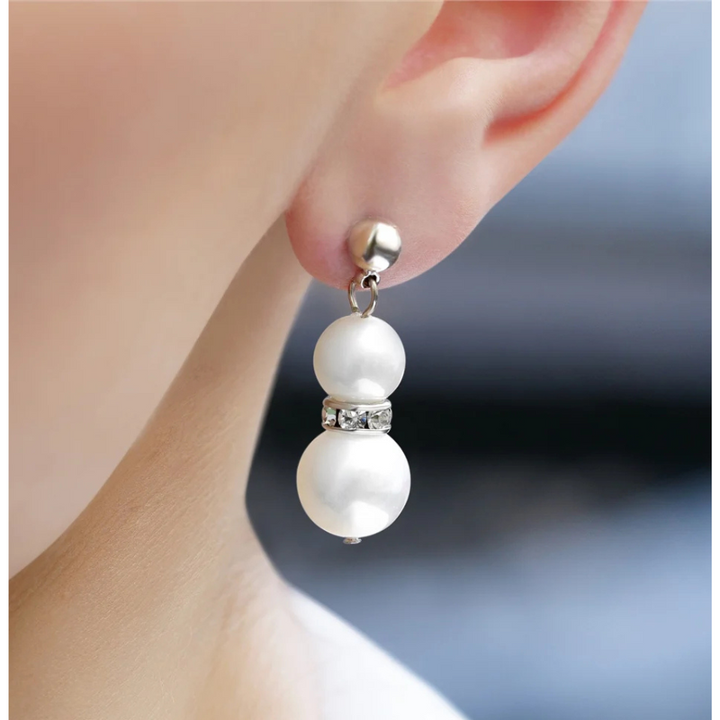 Newbridge Silverware Pearl with Crystal Drop Earrings