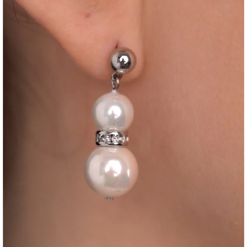 Newbridge Silverware Pearl with Crystal Drop Earrings