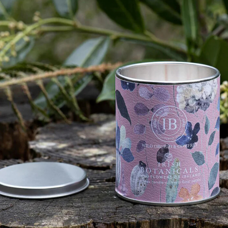 Irish Botanicals Candle Tin 230g, Wild Orchid & Comfrey