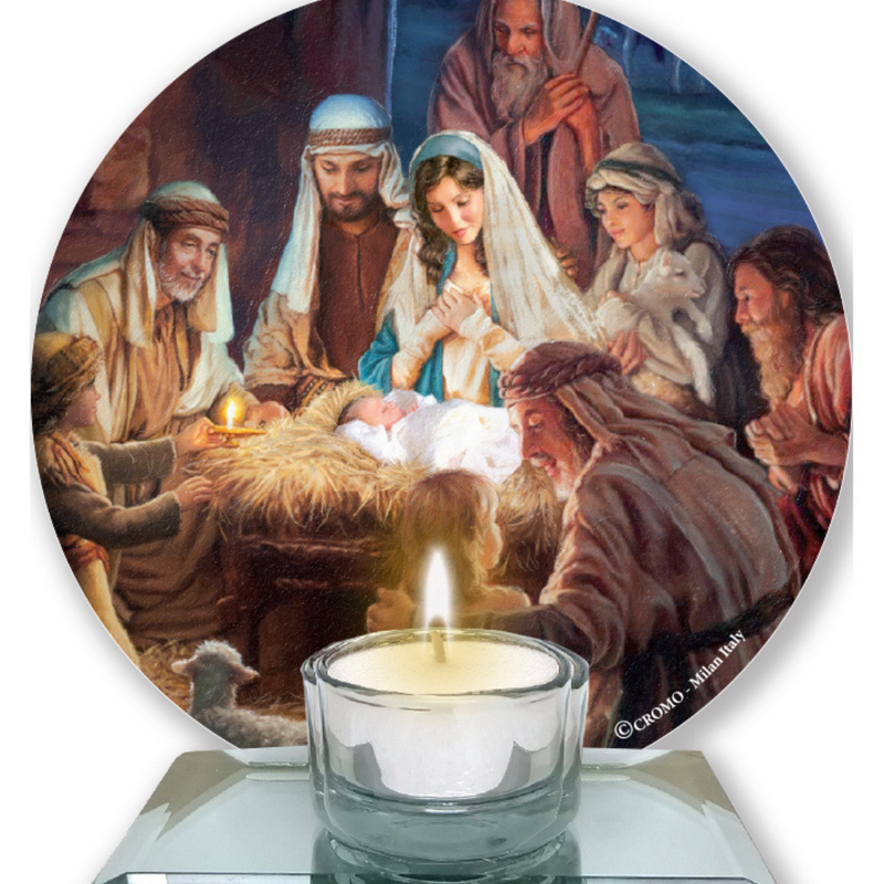 Nativity Scene Glass Votive Light Holder mulveys.ie nationwide shipping