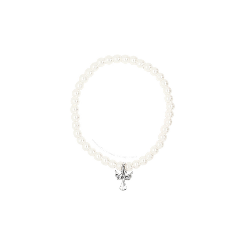 Absolute Kids Collection Ivory Silver Pearl With Angel Charm Bracelet HCB309 mulveys.ie nationwide shipping