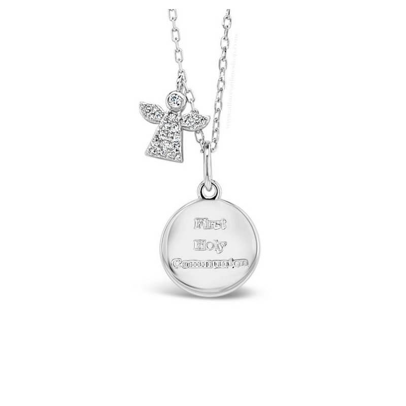 Absolute Kids Collection HCP228 Silver FHC Disc With Angel Pendant And Chain mulveys.ie nationwide shipping