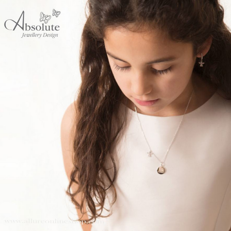 Absolute Kids Collection HCP228 Silver FHC Disc With Angel Pendant And Chain mulveys.ie nationwide shipping