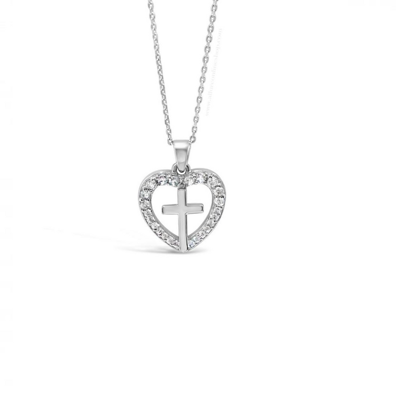 Absolute Kids Collection HCP200 Silver Heart With Cross Pendant And Chain mulveys.ie nationwide shipping