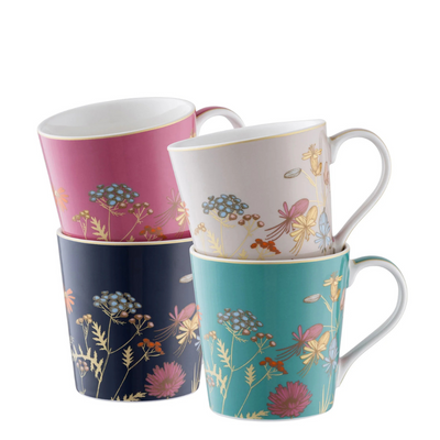 Belleek Living Golden Meadow Mugs x4