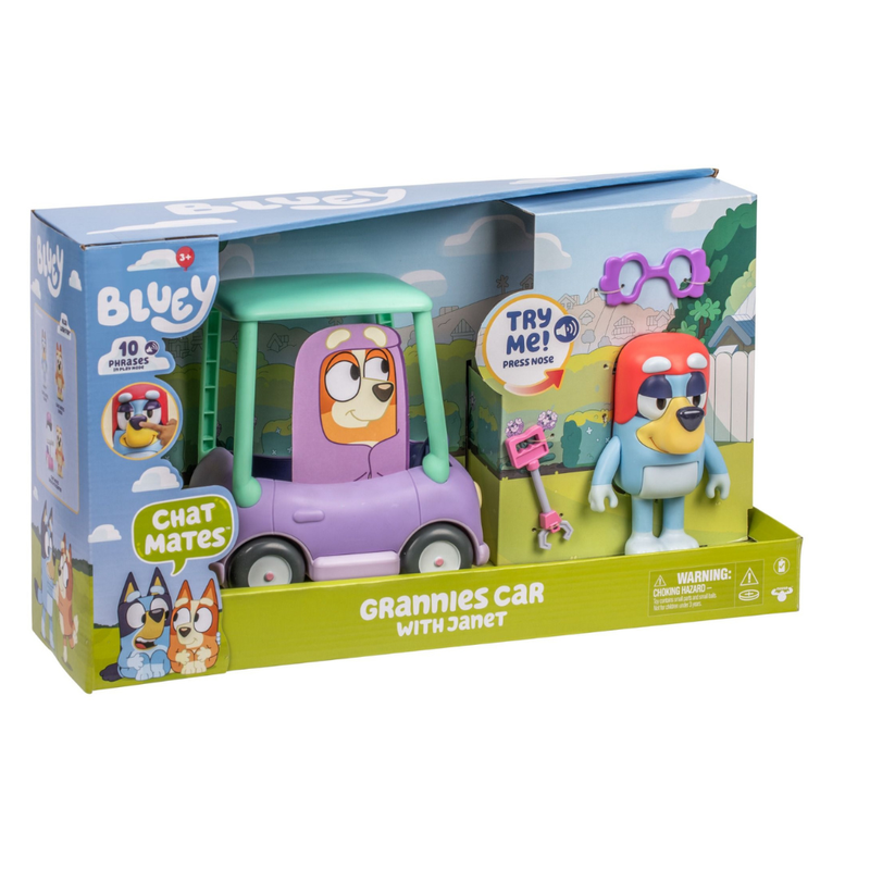 Bluey Chat Mates Granny Car with Janet Action Figure