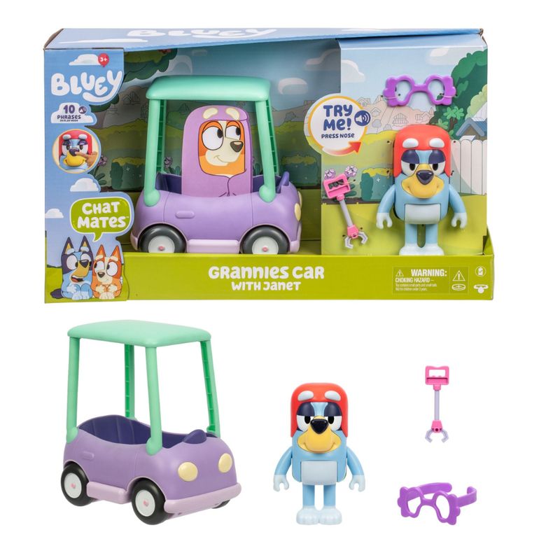 Bluey Chat Mates Granny Car with Janet Action Figure