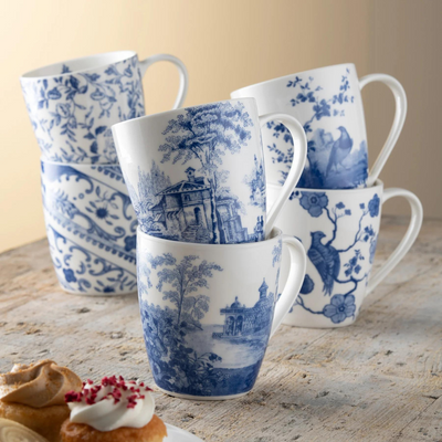 Aynsley Archive Blue Mugs Set of 6 MULVEYS.IE NATIONWIDE SHIPPING