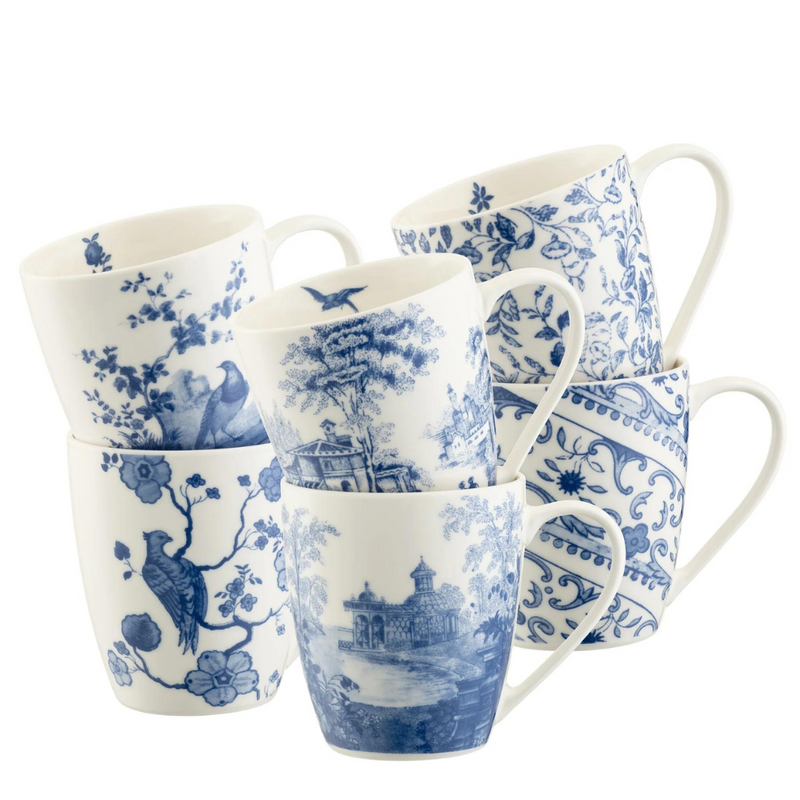 Aynsley Archive Blue Mugs Set of 6 MULVEYS.IE NATIONWIDE SHIPPING