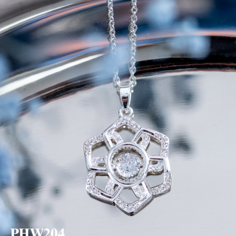 Hollywood Flower pendant with clear stones