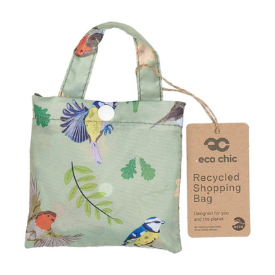 Eco Chic Green Lightweight Foldable Reusable Shopping Bag RSPB Birds mulveys.ie nationwide shipping