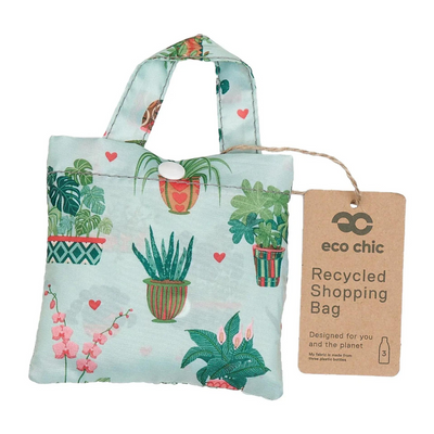 Eco Chic Mint Lightweight Foldable Reusable Shopping Bag House Plant mulveys.ie nationwide shipping