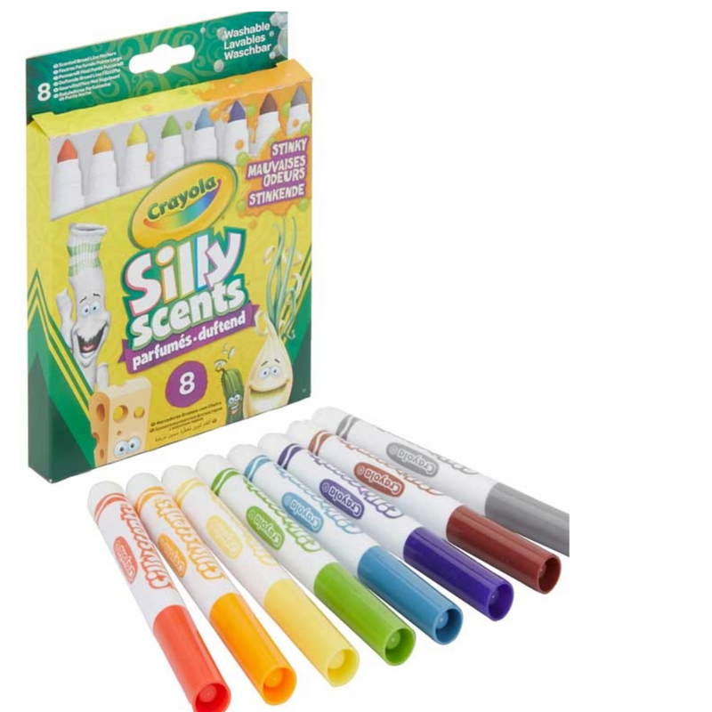 CRAYOLA 8CT SILLY SCENTS BROADLINE STINKY MARKERS
