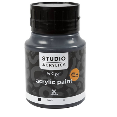 CreallStudioAcrylicPaint_500ml black mulveys.ie nationwide shipping