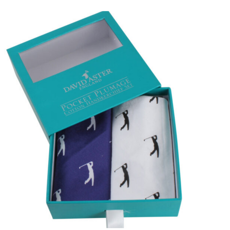 Dalaco Blue and White Golfer Print Cotton Handkerchief Set mulveys.ie nationwide shipping