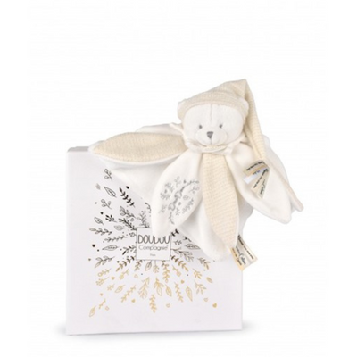 Doudou Flat Petals White Bear Comforter - 25 cm - Birthday Collection