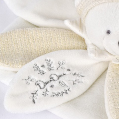 Doudou Flat Petals White Bear Comforter - 25 cm - Birthday Collection