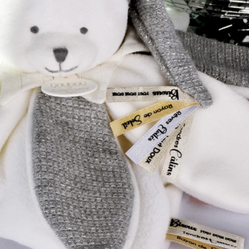 Doudou Grey Bear Petals Flat Comforter - 25 cm - Birthday Collection