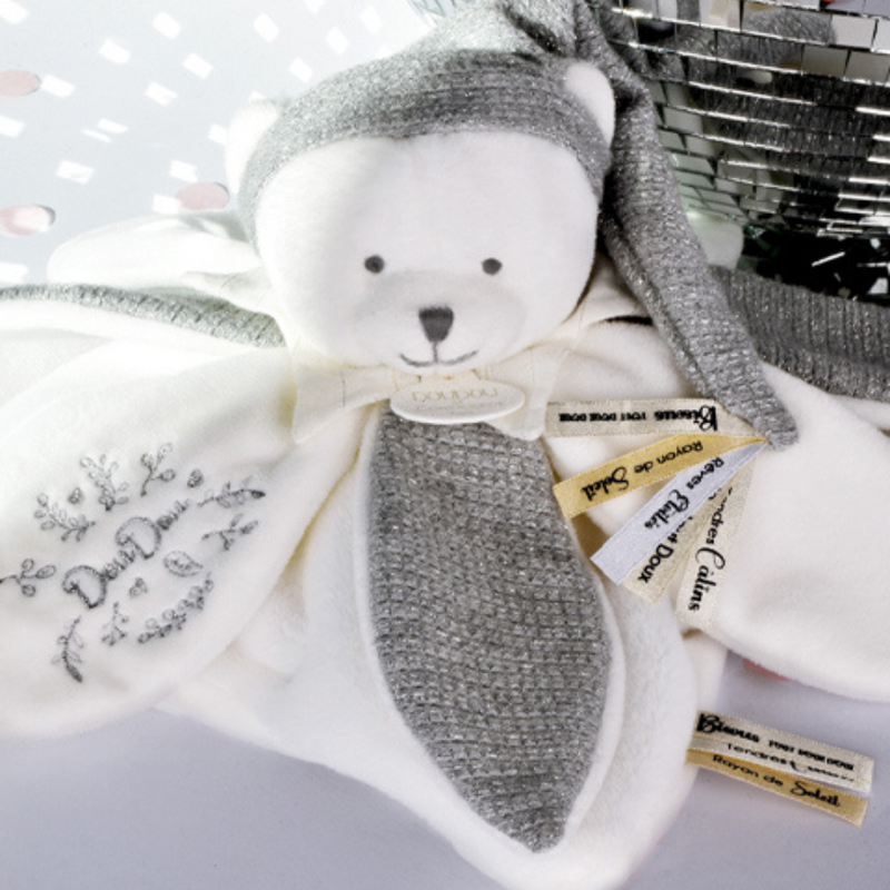 Doudou Grey Bear Petals Flat Comforter - 25 cm - Birthday Collection