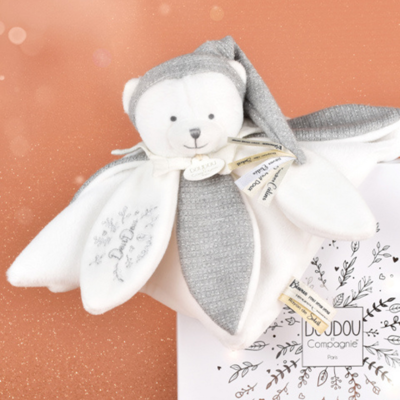 Doudou Grey Bear Petals Flat Comforter - 25 cm - Birthday Collection
