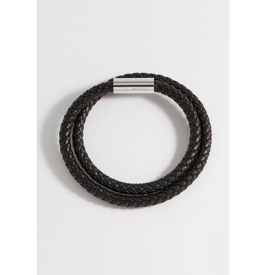 Estella Bartlett Double Wrap Plaited Leather & Stainless Steel Bracelet
