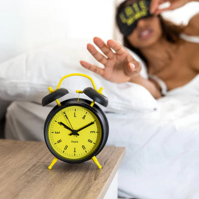 FISURA BLACK AND YELLOW RETRO ALARM CLOCK. MULVEYS.IE