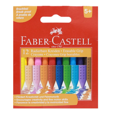 Faber-Castell - Grip Erasable Crayons Box 12 mulveys.ie nationwide shipping