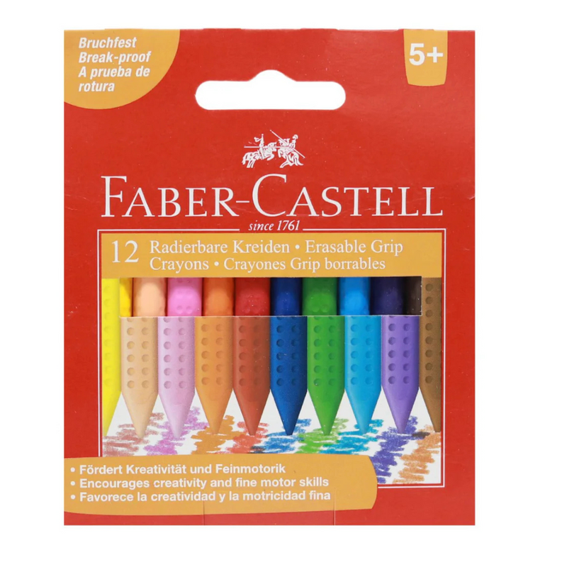 Faber-Castell - Grip Erasable Crayons Box 12 mulveys.ie nationwide shipping